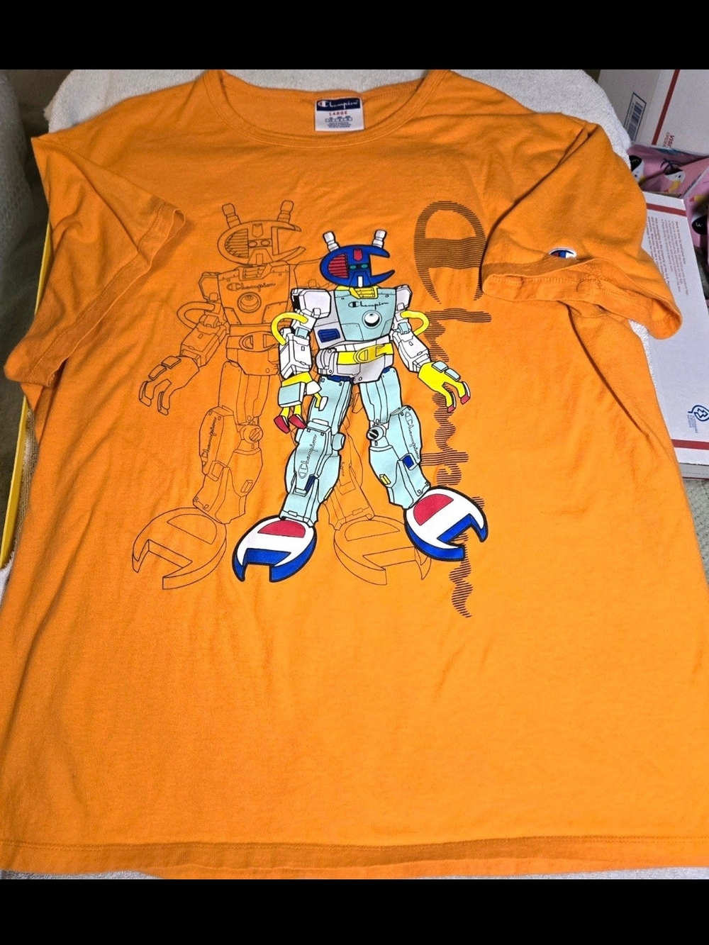 Champion Robot Graphic Tee Men's Large Orange 🤖